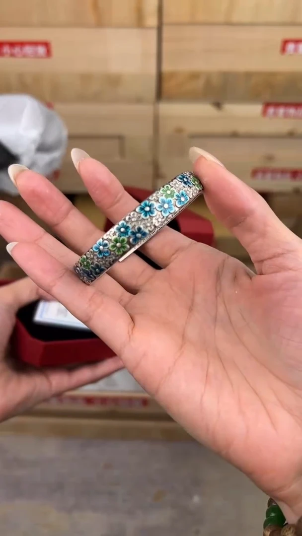 大唐红文玩阁银手镯链接@@SP352