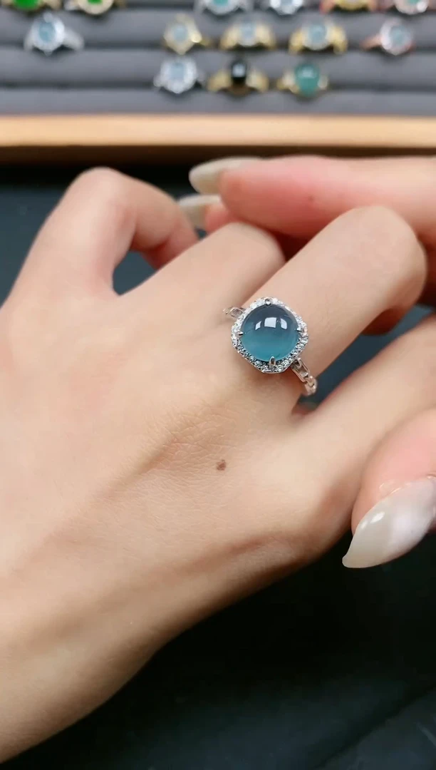 翡翠戒指银S925镶嵌1111111