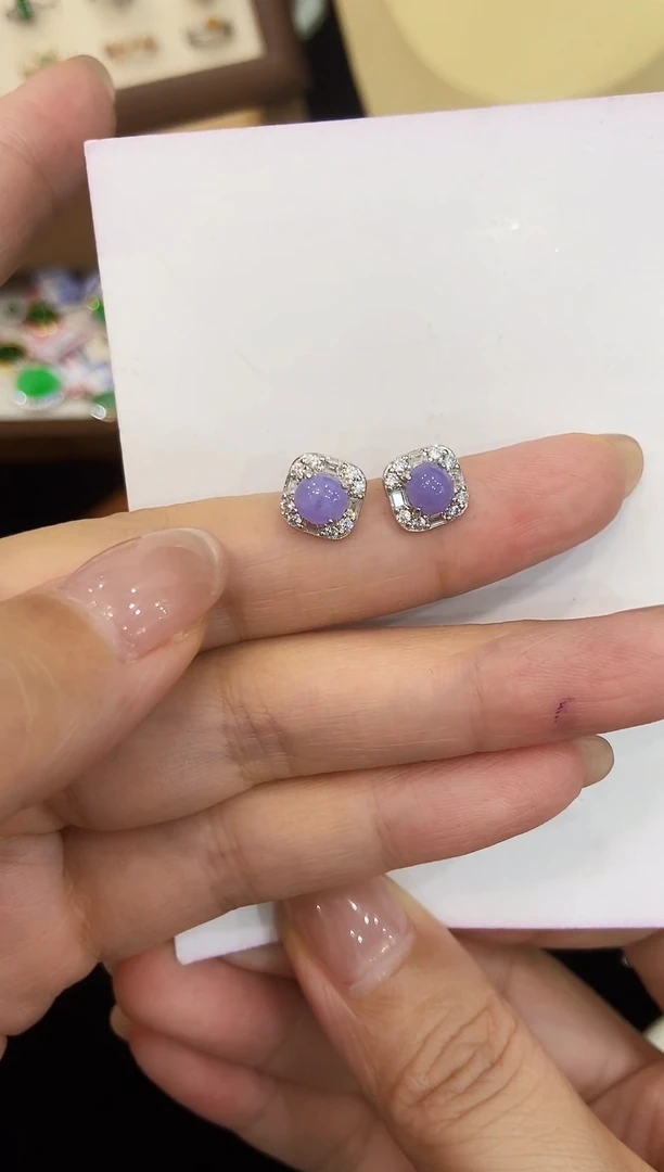 翡翠戒指银S925镶嵌耳饰