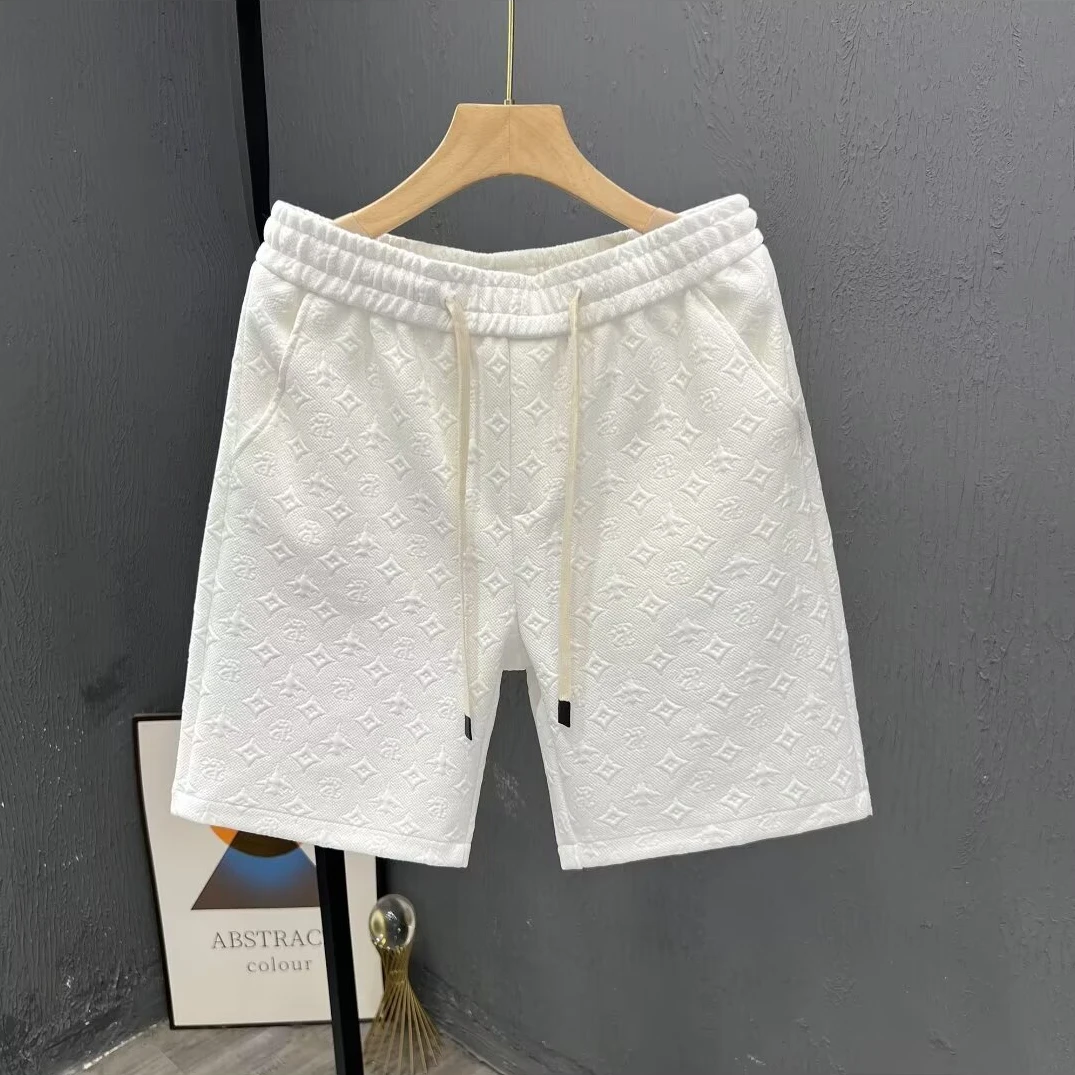 潮牌轻奢男士休闲短裤潮流印花透气中裤夏季薄款运动休闲五分裤子