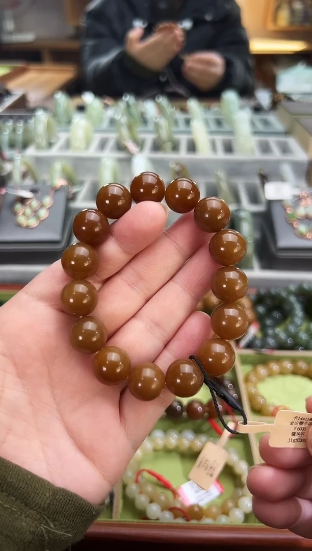 未镶嵌手串和田玉且末料金山糖手串卡14