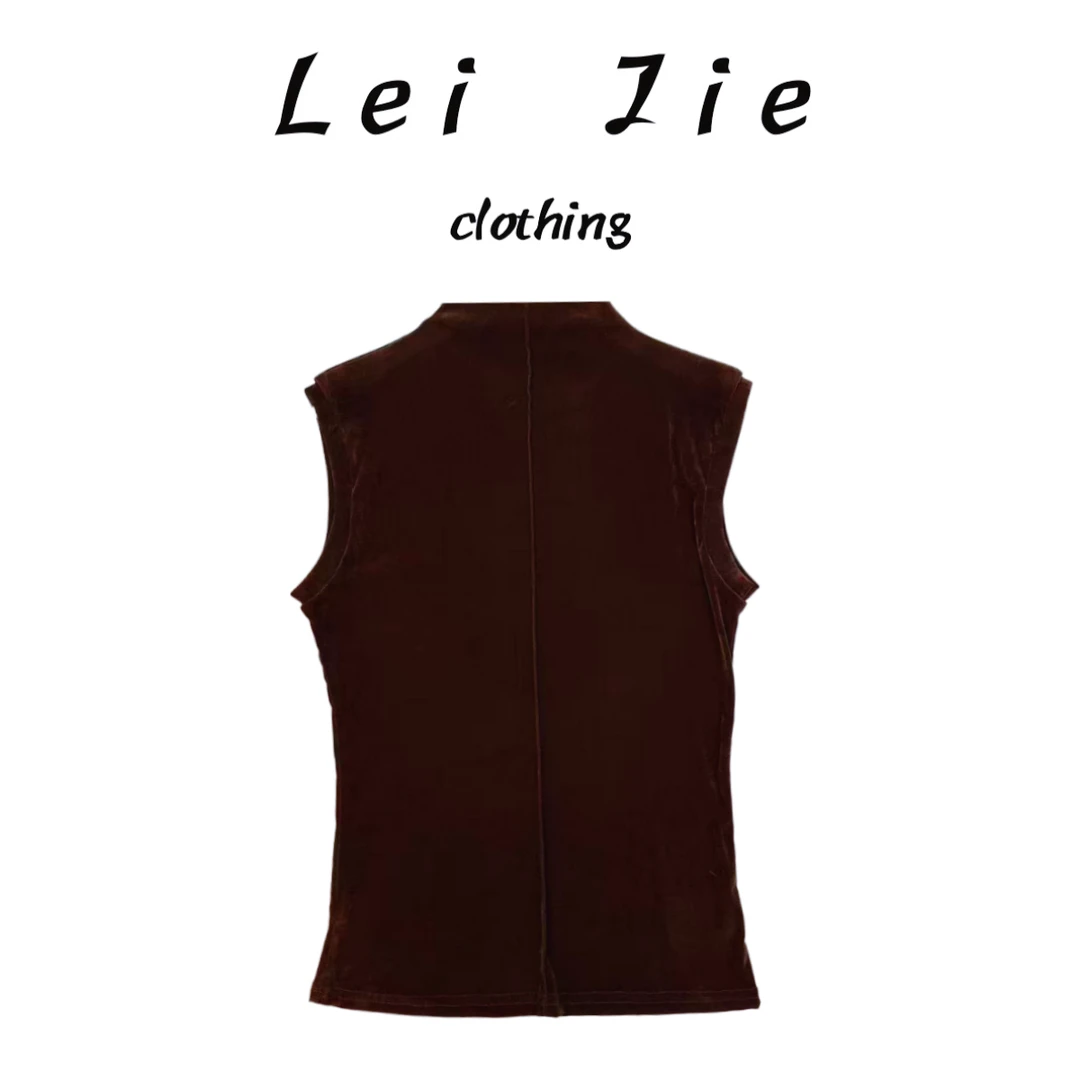 【Lei Jie】中线无袖半高领打底上衣1066
