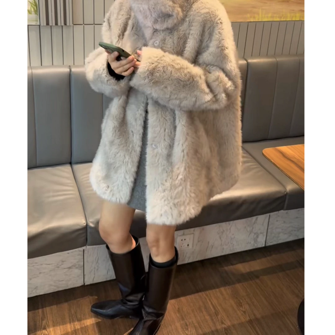 人造皮草 高级感环保毛防花狐气质大衣