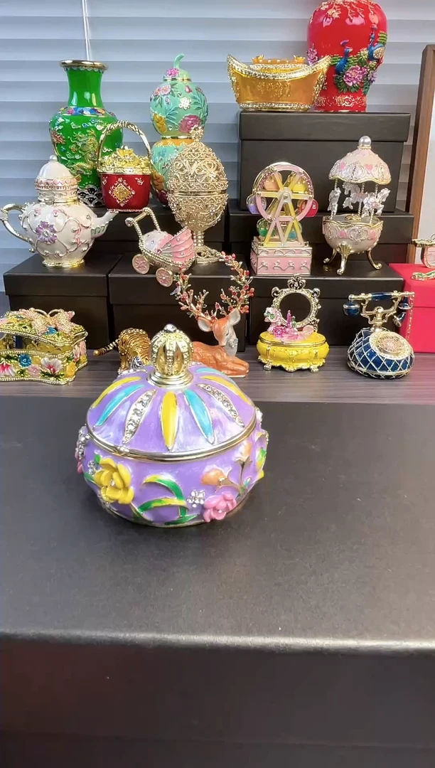 摆件七宝烧首饰盒 摆件  七彩宝盒