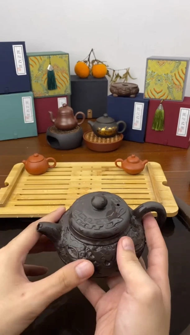 茶壶紫泥350cc膀编加送貔貅壶垫