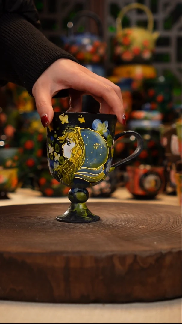 紫砂油画手绘釉下彩