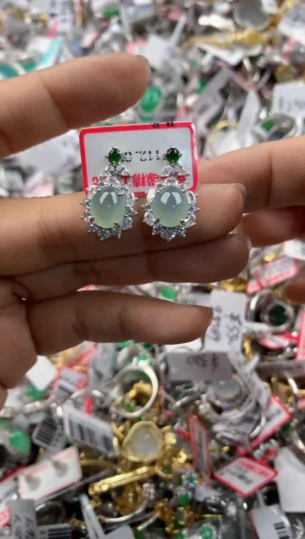 银S925镶嵌戒指翡翠555            8
