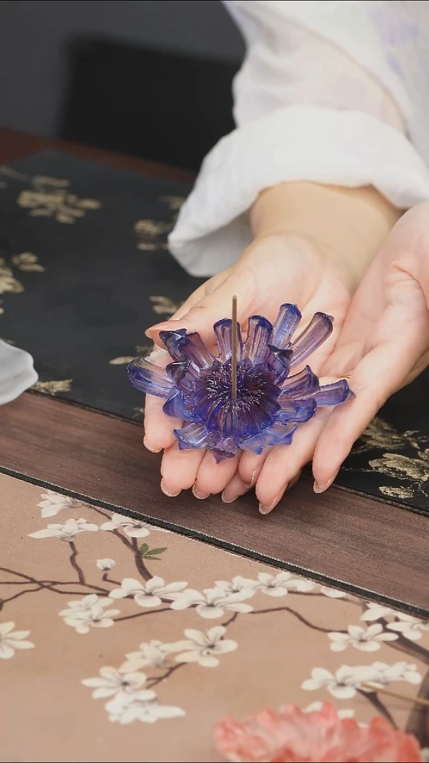 手工艺品琉璃蓝紫色菊花香插