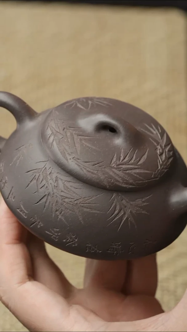 茶壶紫砂五堂 矮石瓢-刻
