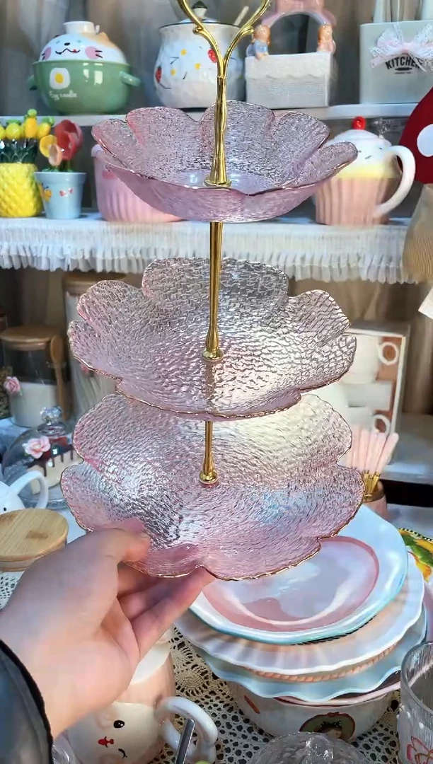 【闪购商品】瓷片3层点心盘  质量好发货快放心拍