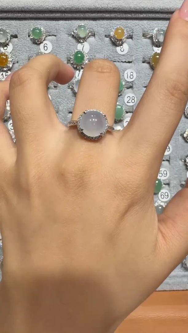 银S925镶嵌戒指翡翠925银镶翡翠戒指镶嵌120