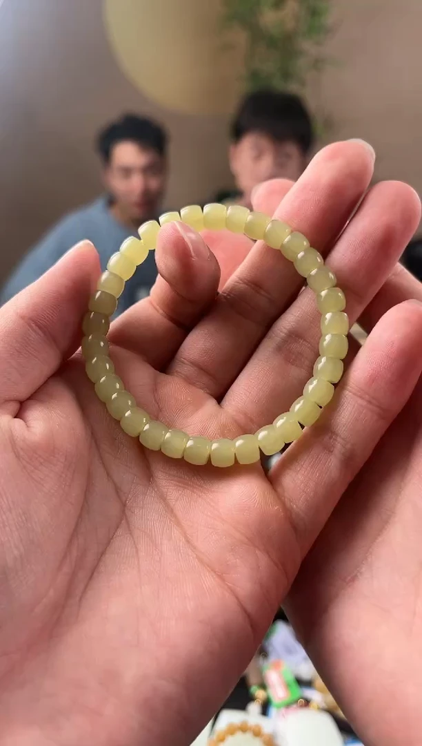 【闪购商品】和田玉手串未镶嵌若羌青黄口直切手串卡7微色差