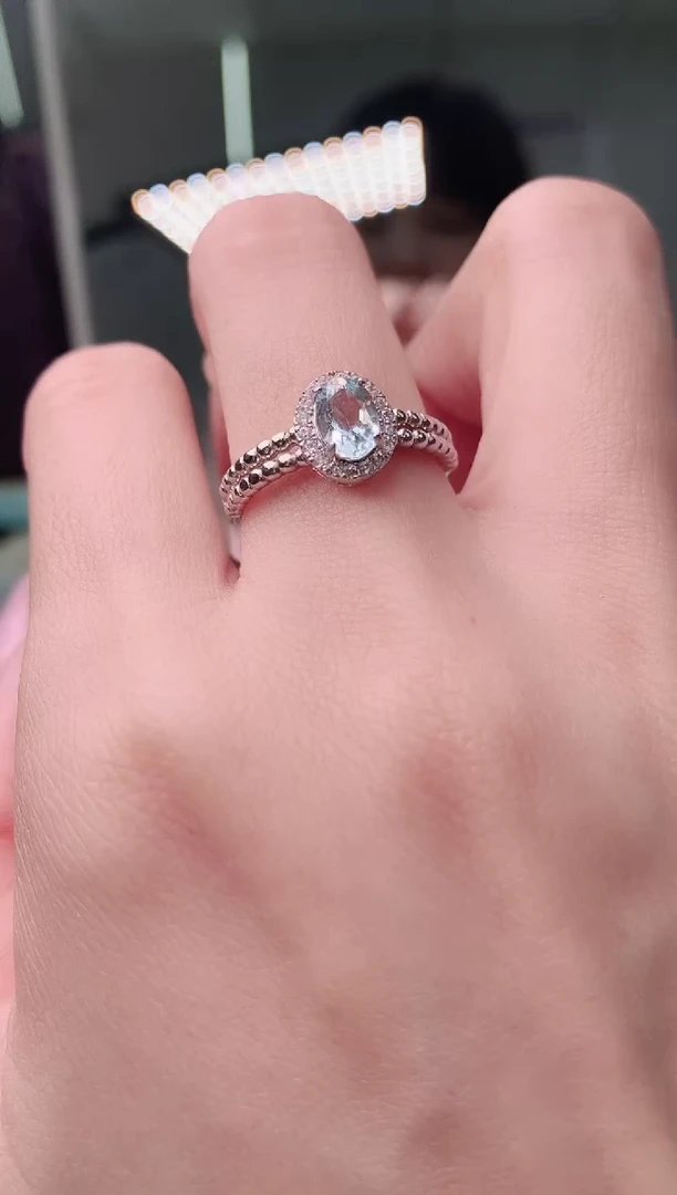 【闪购商品】海蓝宝石戒指银S925镶嵌106-9