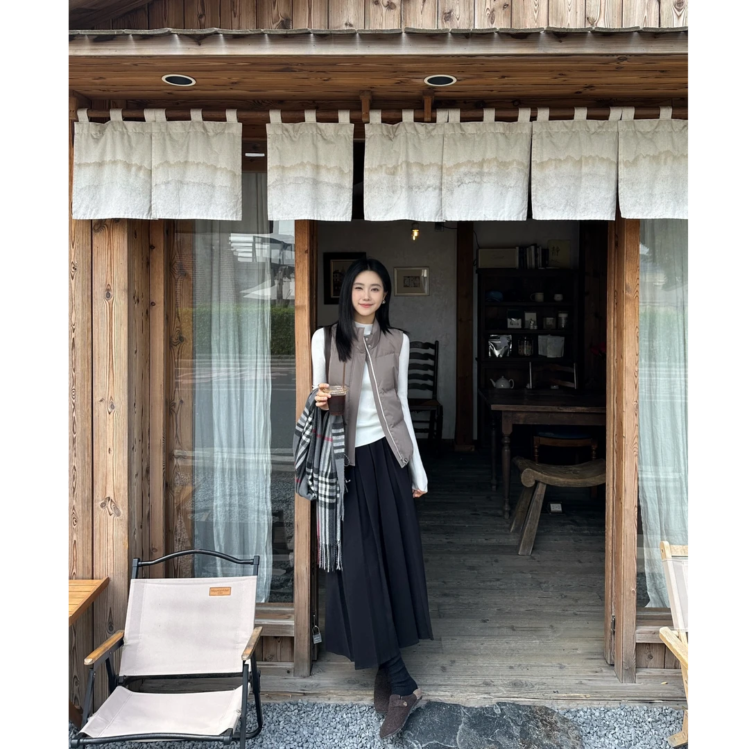 REALNEEI 许怡【拉达百利】秋冬绵羊毛带腰包立体剪裁百褶半身裙女