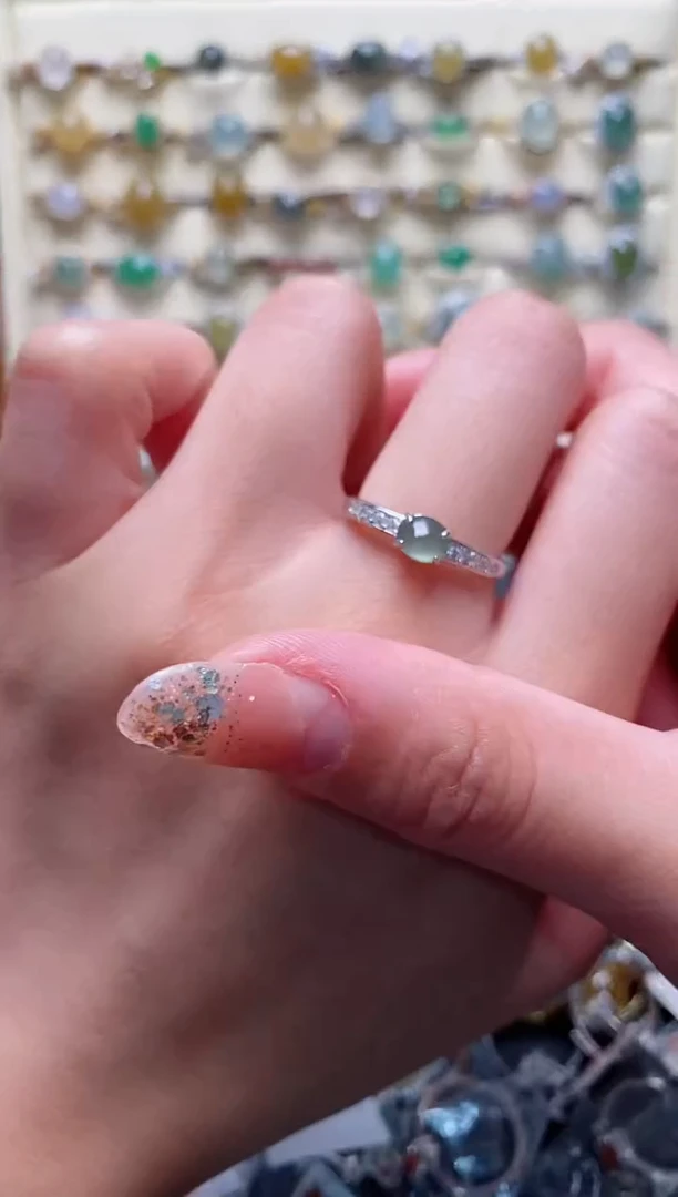 银S925镶嵌戒指翡翠55555555+1