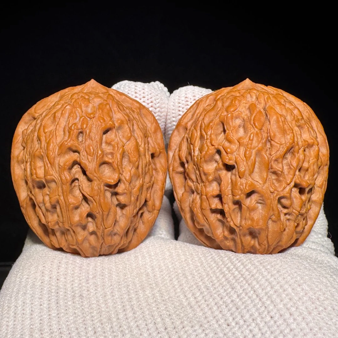 秦岭纯野生山魄系列文玩核桃手把件梦幻水晶油蜡皮