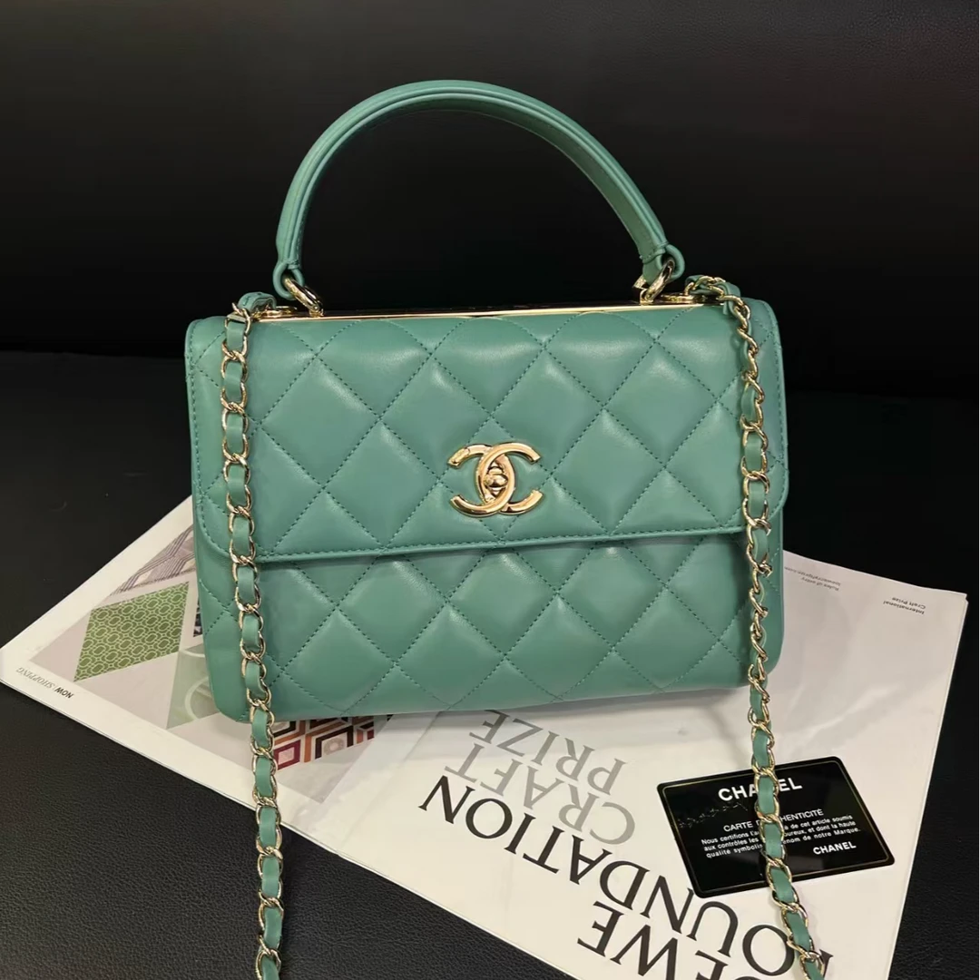 99新 Chanel/香奈儿 专柜39600湖水绿15Ctrendy cc标卡齐B5887