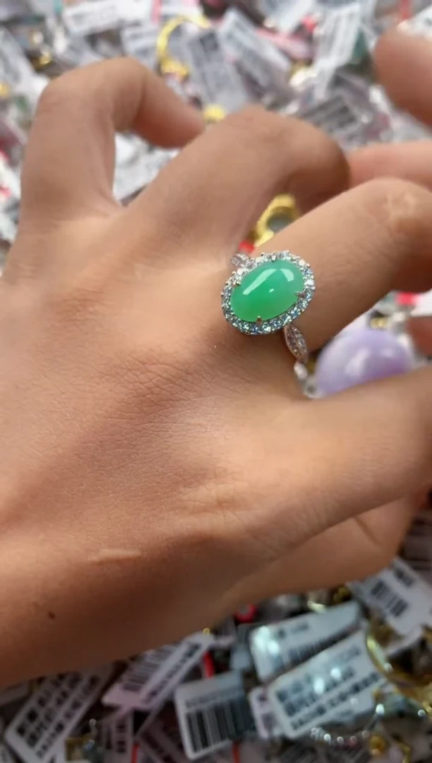 银S925镶嵌戒指翡翠888----1