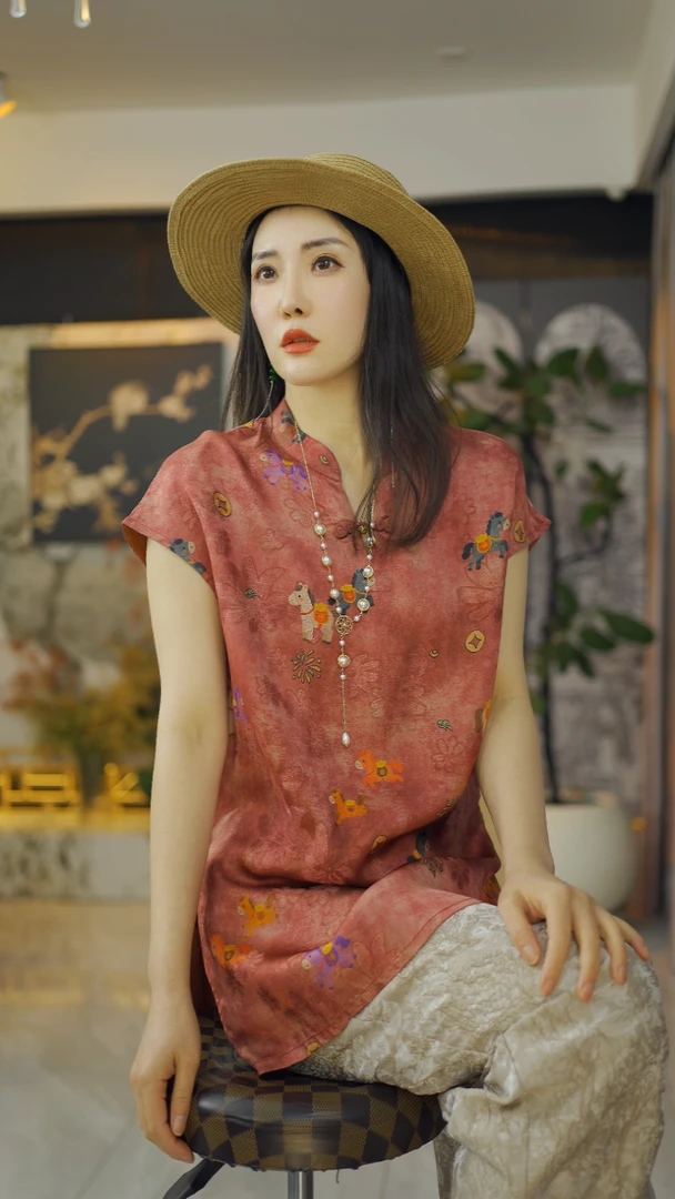 （马上有钱）国风老钱风复古提花上衣新中式