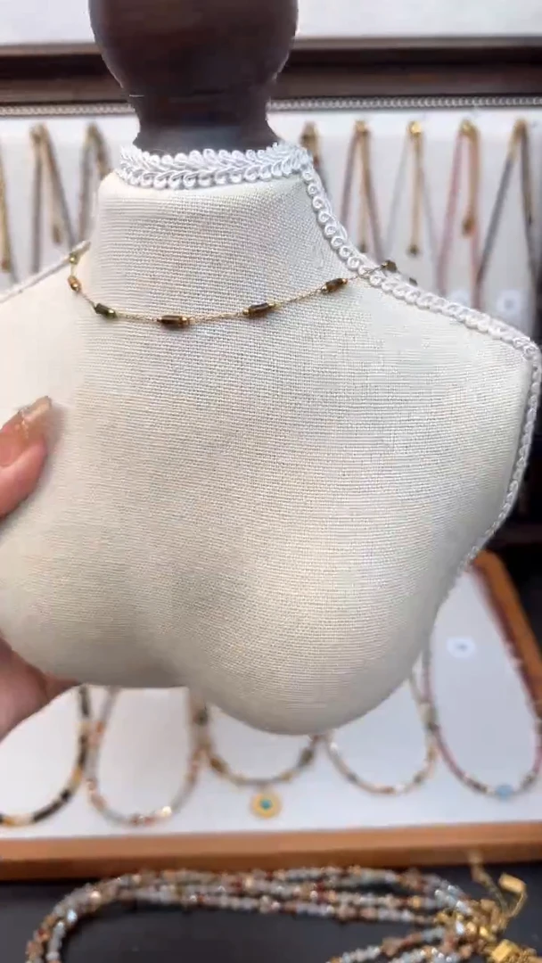 石英质玉钛钢项链手工连