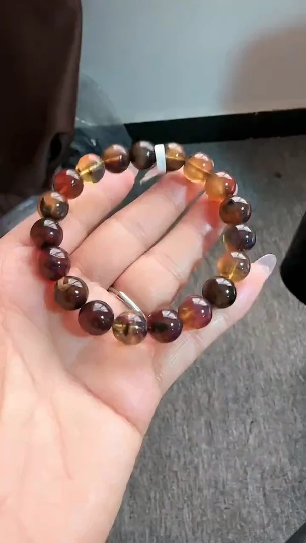【闪购商品】琥珀手链未镶嵌规格10微瑕多宝手串#5