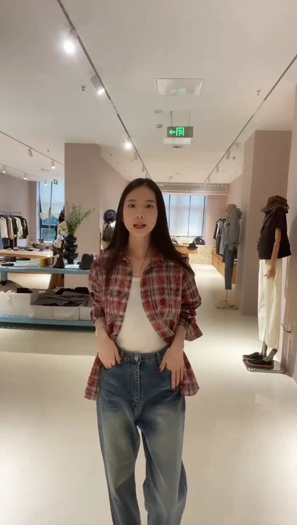 红色格子磨毛衬衫369