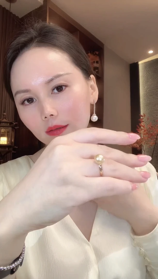 18K金镶嵌戒指海水珍珠D73