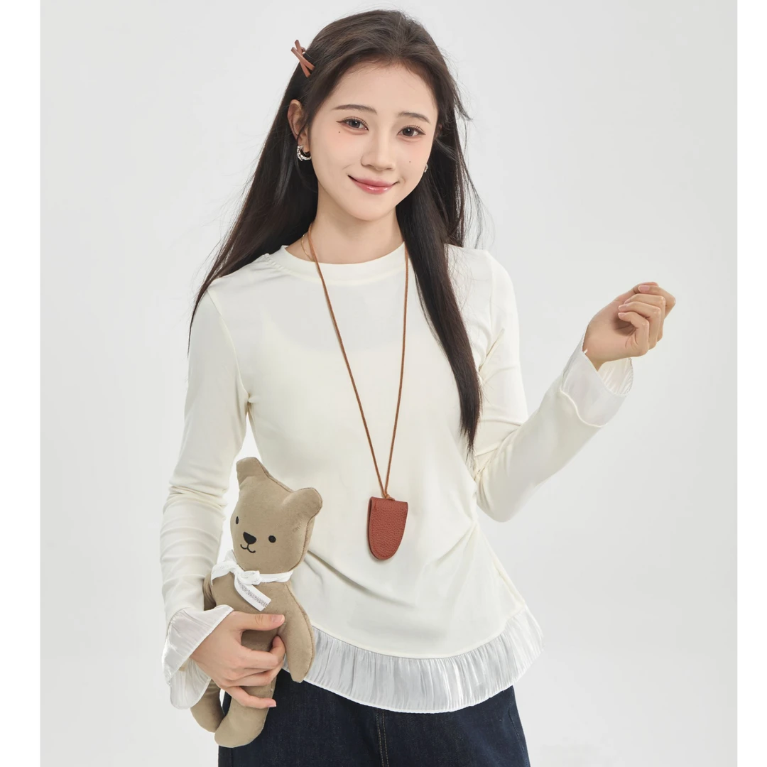 法式简约撞色拼接针织衫2024春季新款慵懒风软糯宽松显瘦百搭毛衣