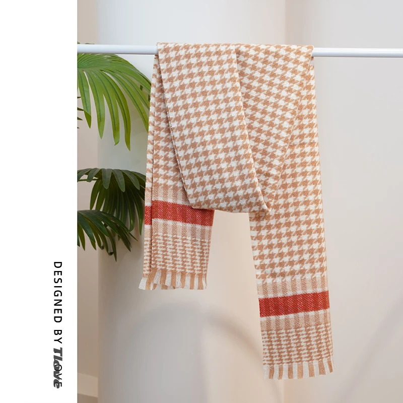 5940+tlove秋冬新款优雅百搭潮流格纹围巾32*186cm