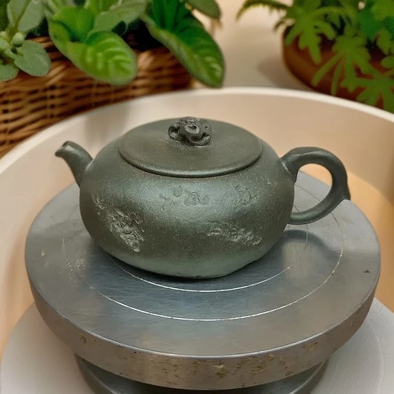 原矿天青泥纯手工制作泥壶四方壶石来运转壶容量170紫砂壶全手工