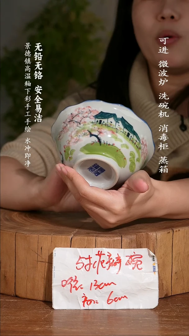 碗陶瓷景德镇高温瓷釉下彩手绘陶瓷