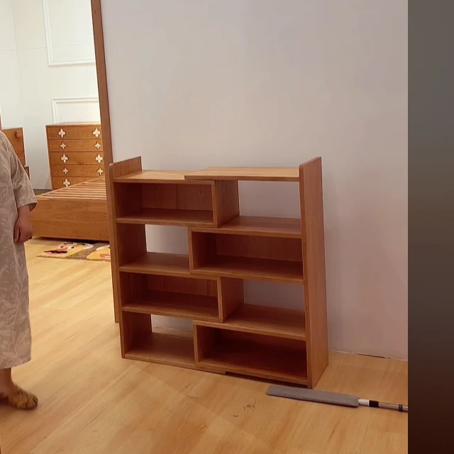 欣东俪北欧实木书柜储物柜展示柜日式简约客厅带门置物收纳柜立柜