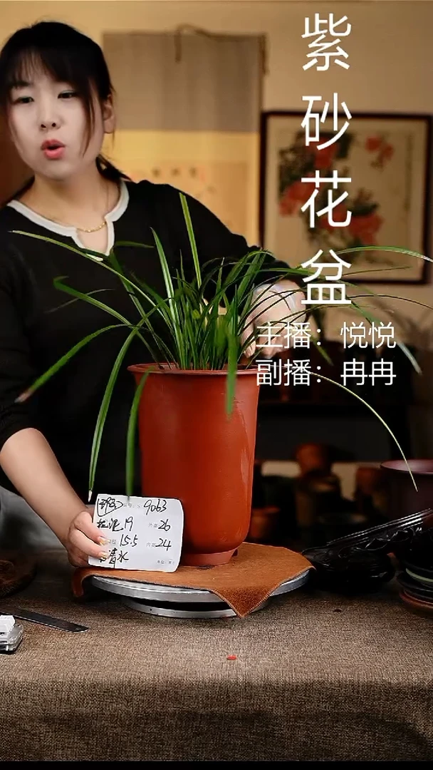 紫砂花盆花卉工艺9063微瑕
