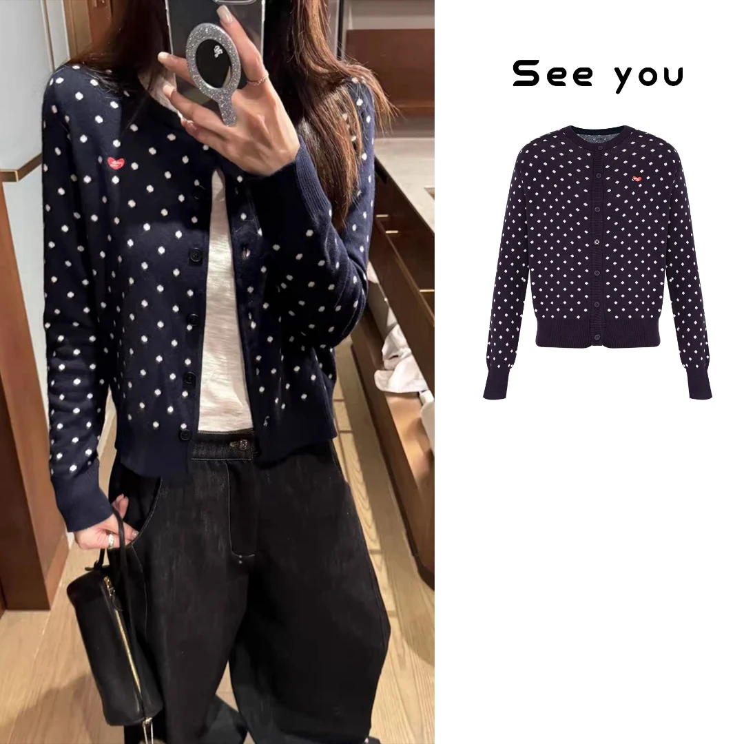 新款韩系波点气质时尚休闲长袖短款百搭上衣外套Y1401