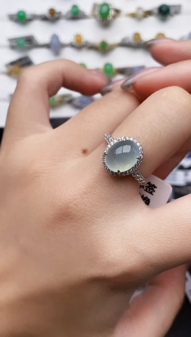 银S925镶嵌戒指翡翠0222