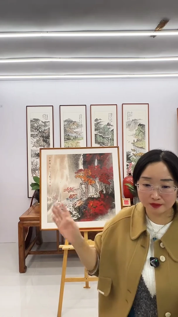 国画董海君 80*80 红色醉秋