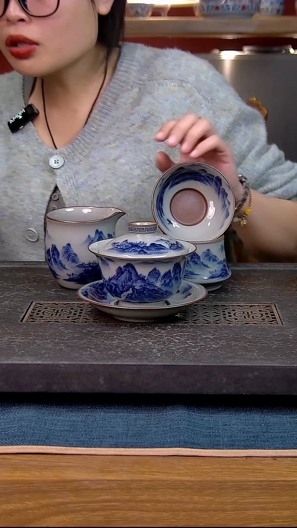 小*草简装家用款3件套 老陶泥开片纹陶瓷茶具