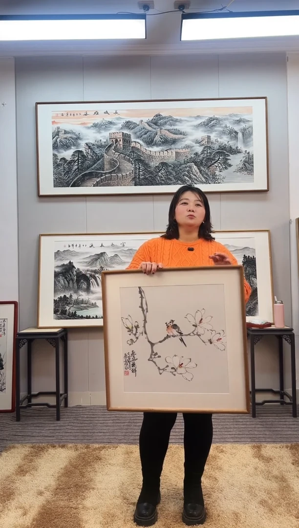 国画手绘玉兰62*62尺寸