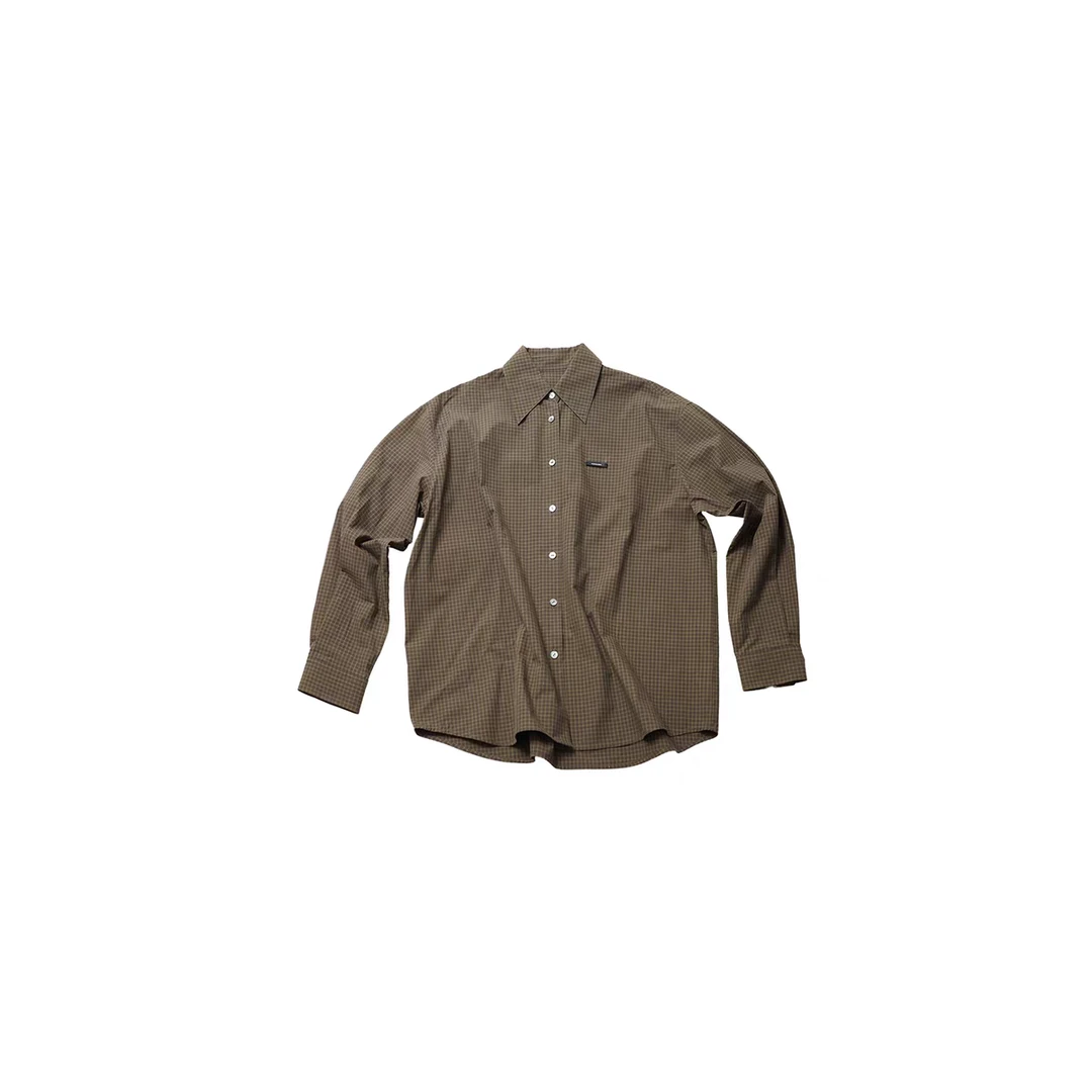 [新品]manzanilla设计师品牌25秋廓形格子宽松翻领衬衫