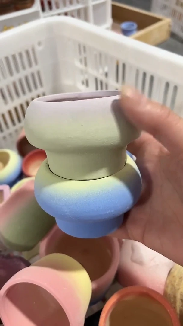 ❤**红麦饭石粗陶多肉花盆微瑕两个