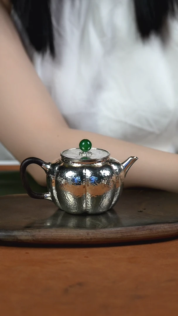 手工锤纹南瓜泡茶壶