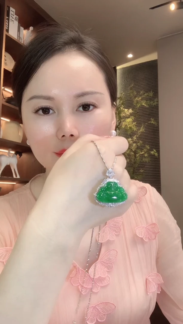 吊坠(不含链)18K金镶嵌翡翠A45