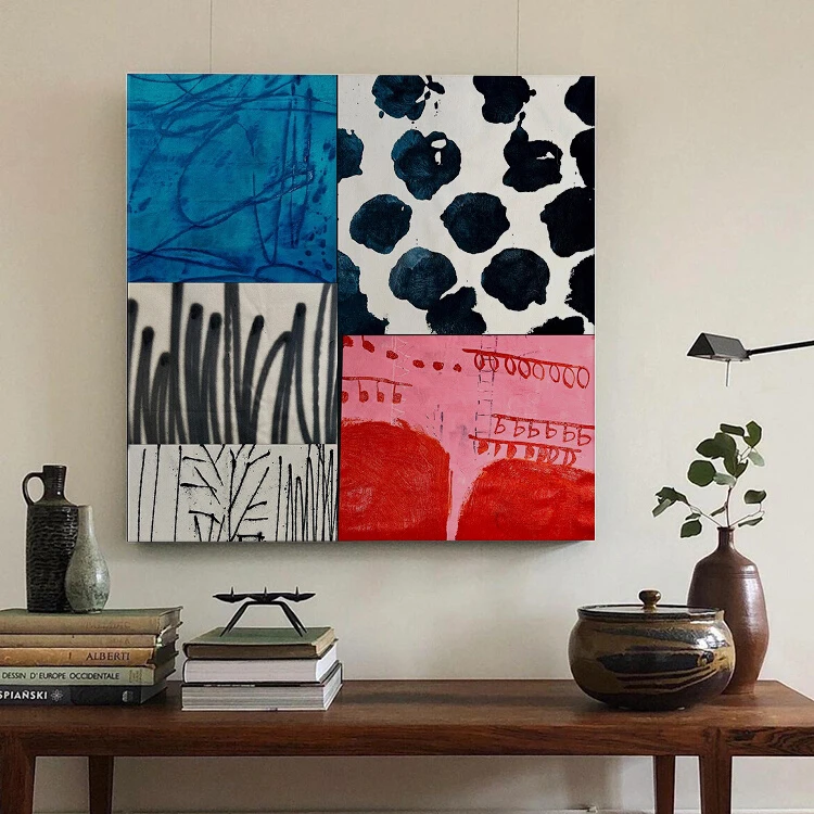 中古包豪斯风格挂画餐边柜小众艺术装饰画高级感电表箱咖啡角抽象