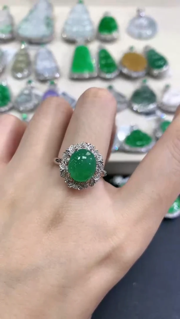 【闪购商品】翡翠戒指18K金镶嵌v52多样性一件发货