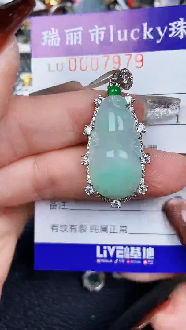 颈饰银S925镶嵌翡翠7979