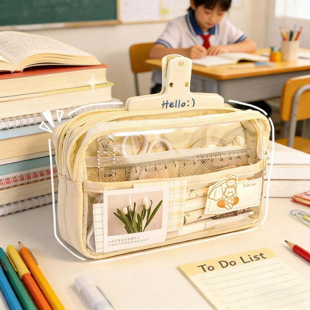 透明大容量笔袋高颜值简约ins风适合初高中小学生收纳文具