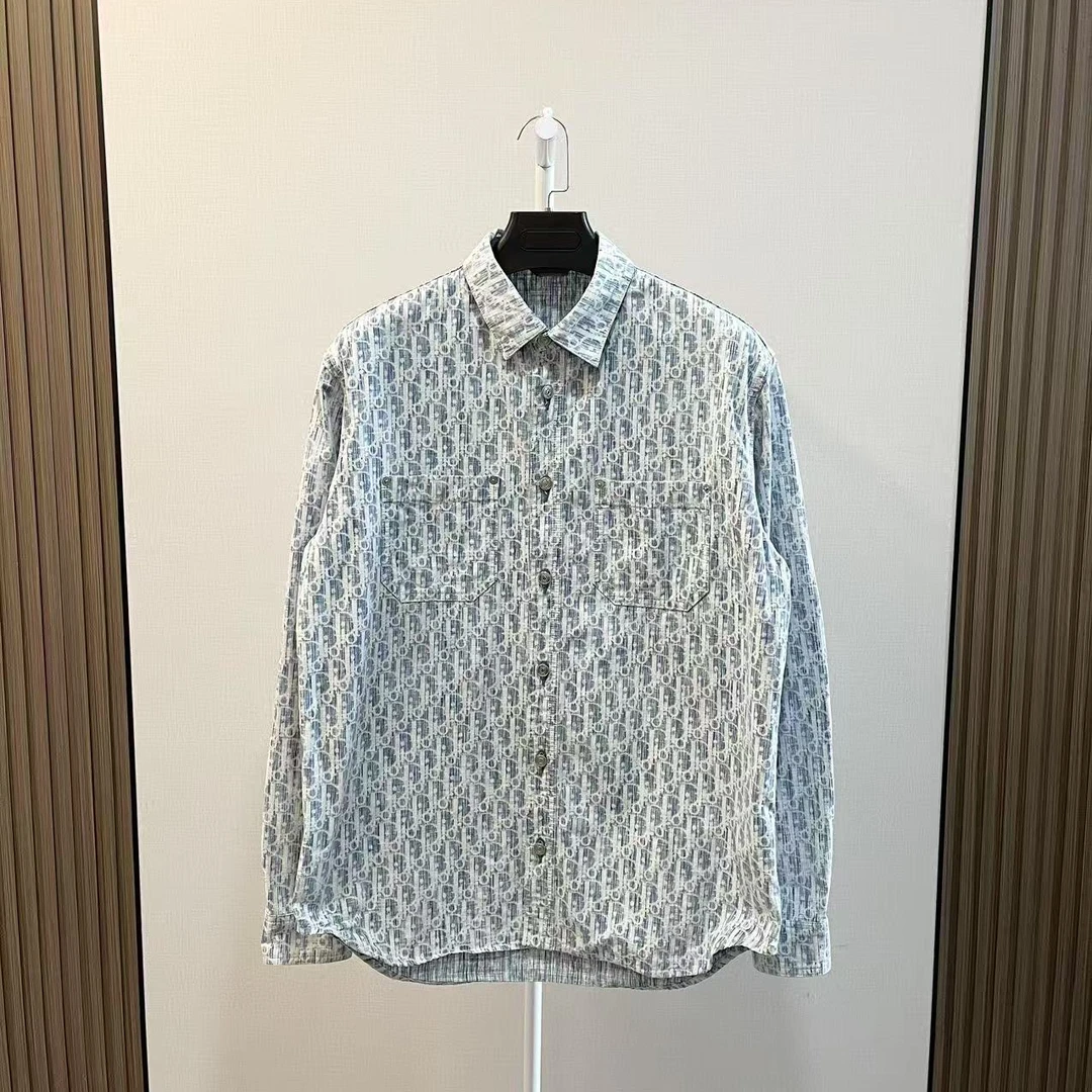 99新 DIOR/迪奥 /经典老花牛仔长袖衬衫/尺码38