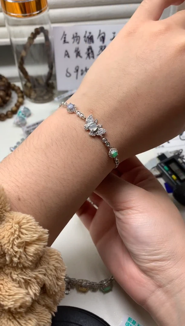 银S925镶嵌戒指翡翠手链5