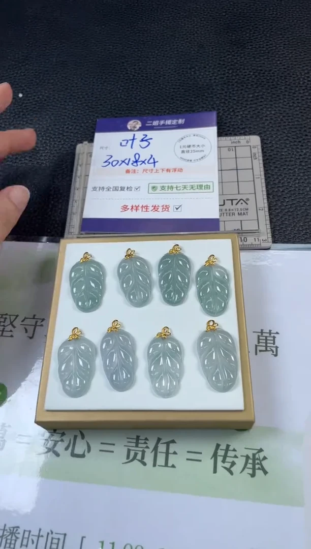 18K金镶嵌挂件翡翠叶子1/多样性发其一配绳@CP