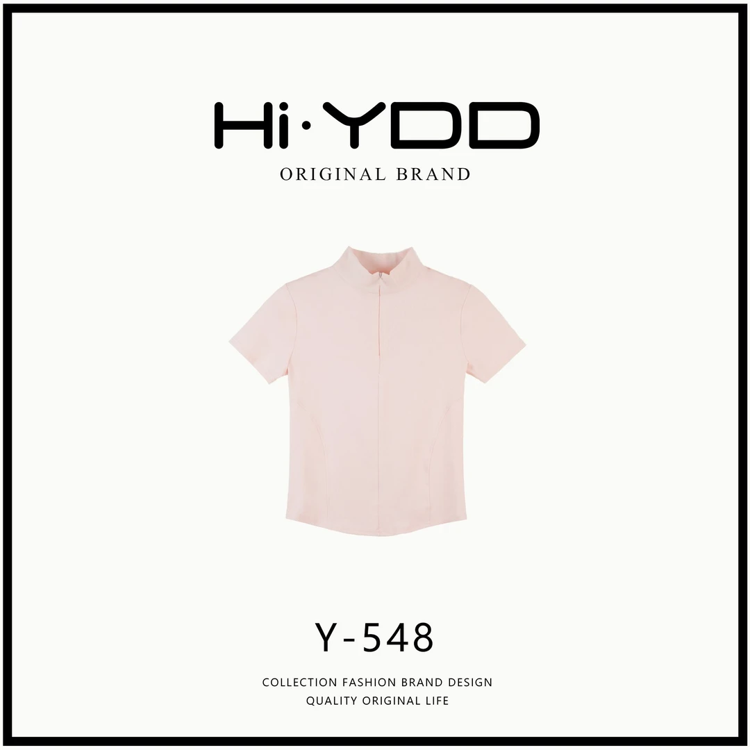 YDD•「Y-548」cleanfitL拉链收腰弹力透气纯色半高领上衣MJ-2041